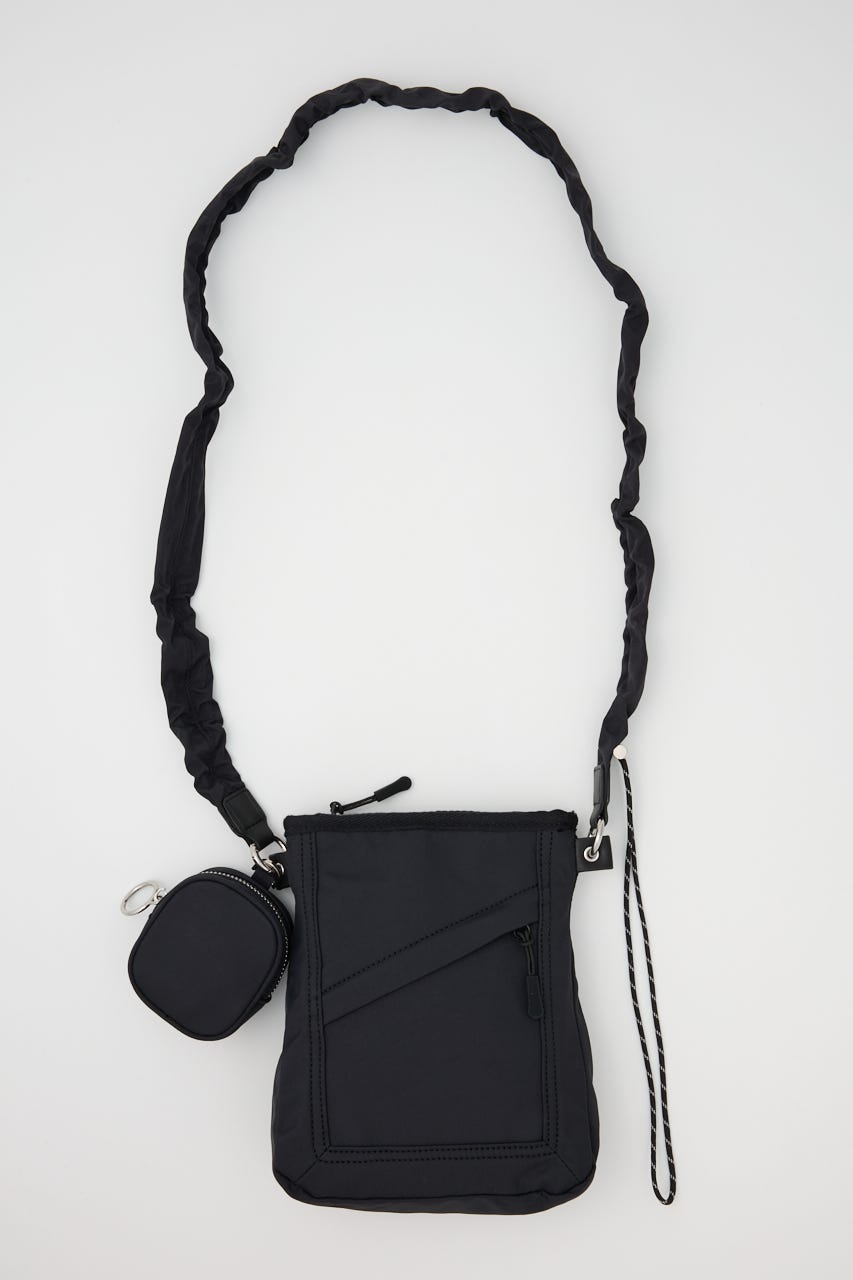 【SHEL'TTER SELECT】ミニポーチ付ギャザーショルダーナイロンバッグ BLK FREE