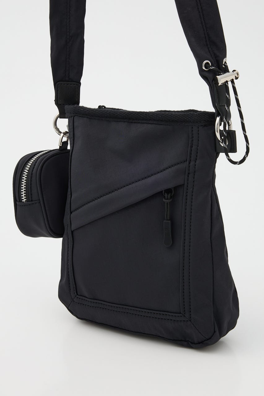 【SHEL'TTER SELECT】ミニポーチ付ギャザーショルダーナイロンバッグ BLK FREE
