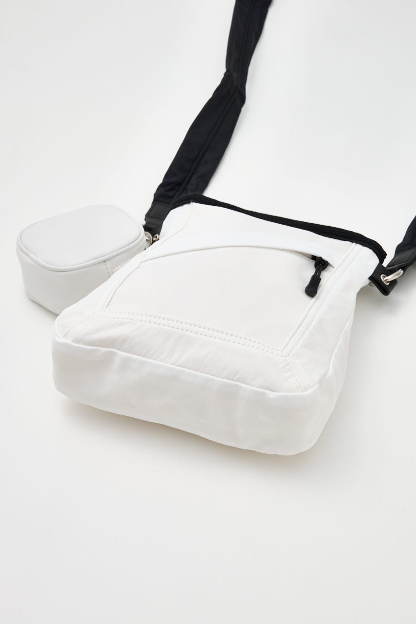 【SHEL'TTER SELECT】ミニポーチ付ギャザーショルダーナイロンバッグ WHT FREE