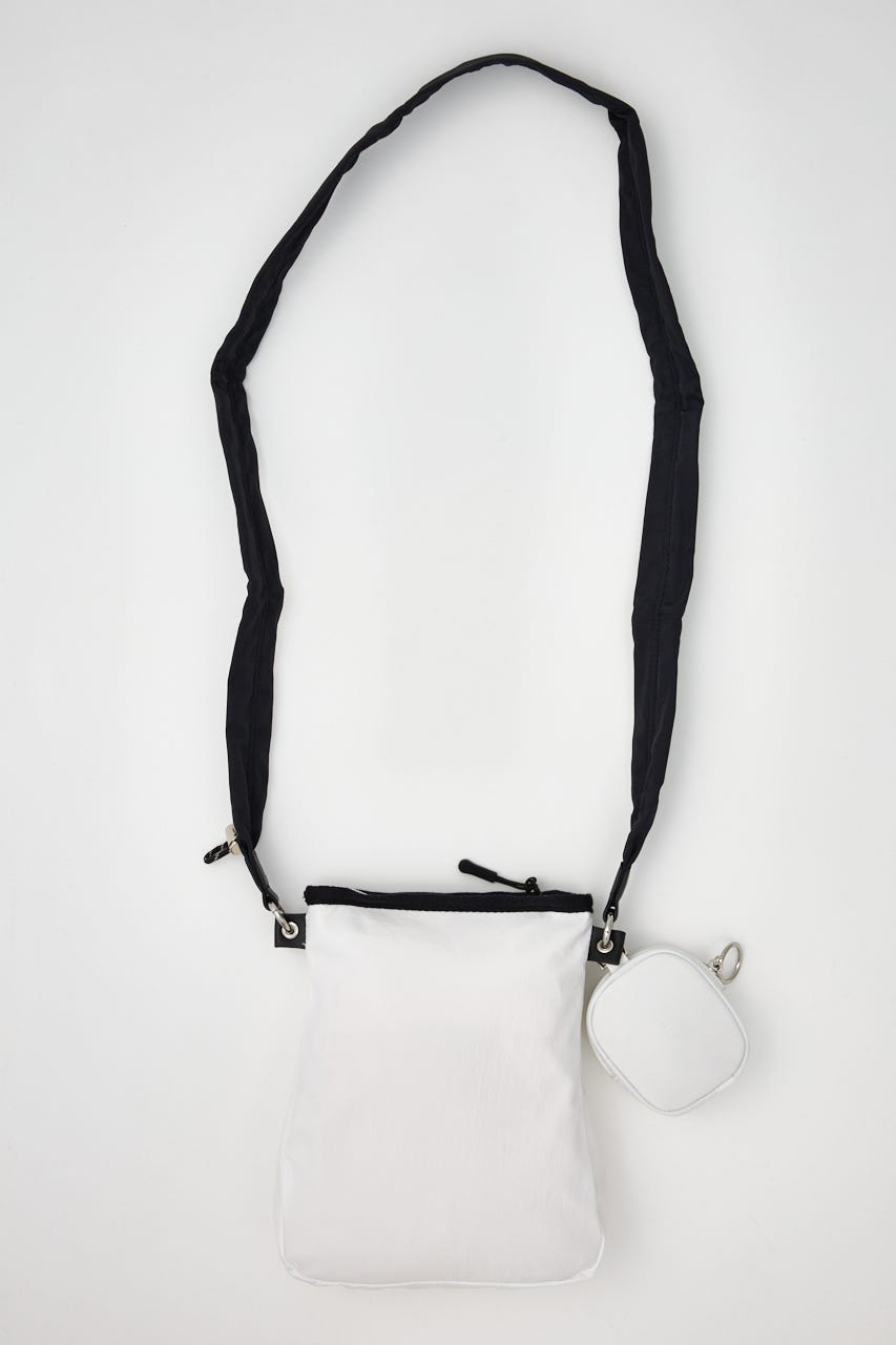 【SHEL'TTER SELECT】ミニポーチ付ギャザーショルダーナイロンバッグ WHT FREE