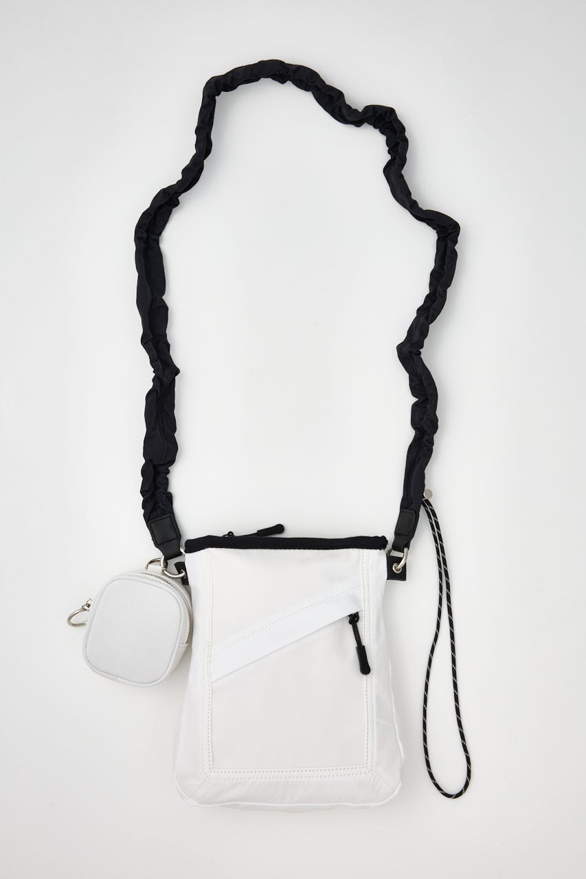 【SHEL'TTER SELECT】ミニポーチ付ギャザーショルダーナイロンバッグ WHT FREE
