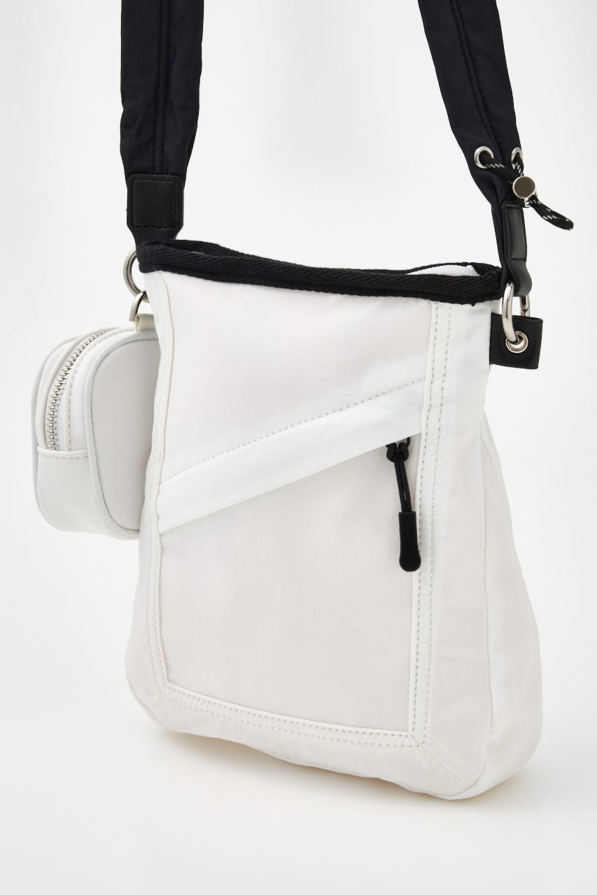 【SHEL'TTER SELECT】ミニポーチ付ギャザーショルダーナイロンバッグ WHT FREE