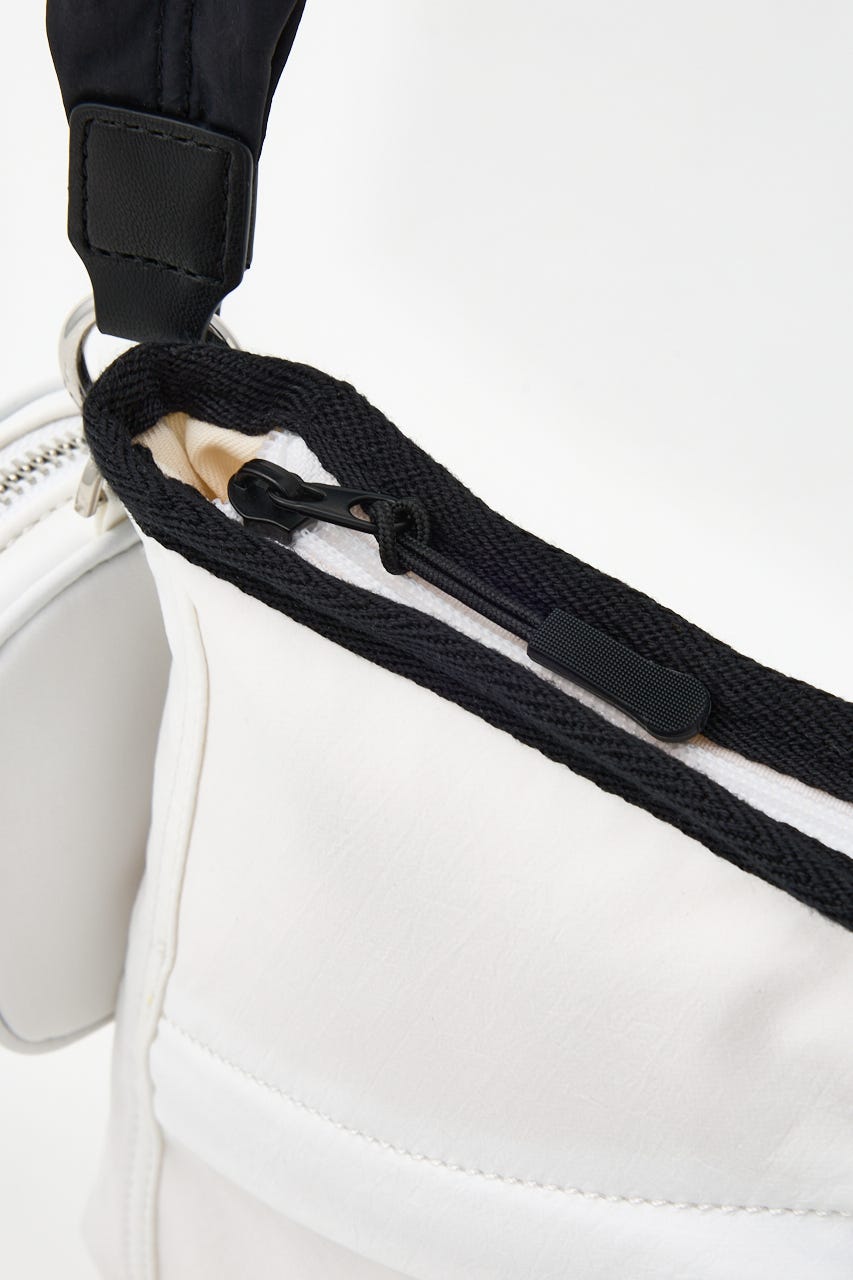【SHEL'TTER SELECT】ミニポーチ付ギャザーショルダーナイロンバッグ WHT FREE