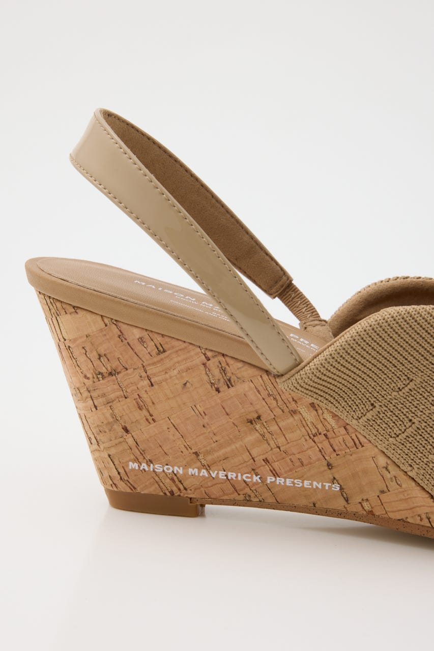 【MAISON MAVERICK PRESENTS】ニットレースアップ スニーカーウェッジミュール BEG 36