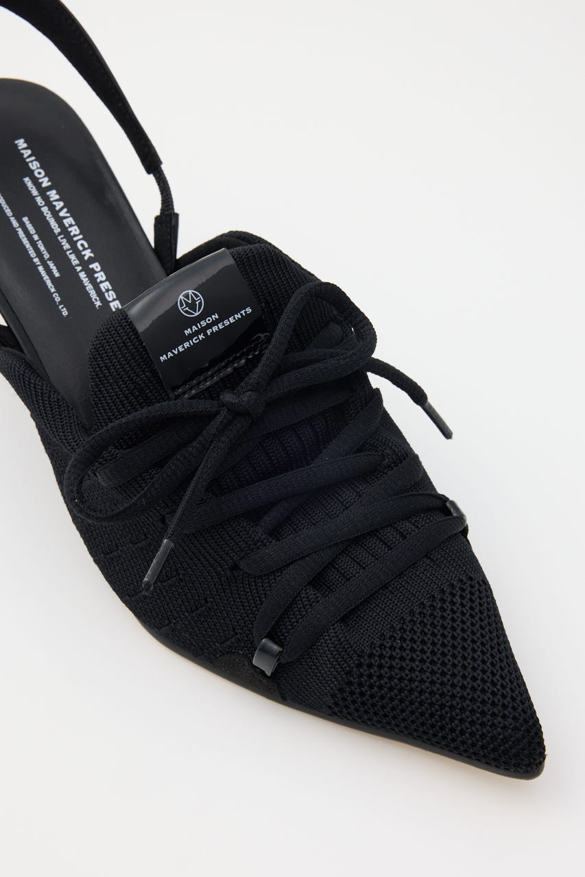 【MAISON MAVERICK PRESENTS】ニットレースアップ スニーカーウェッジミュール BLK 36