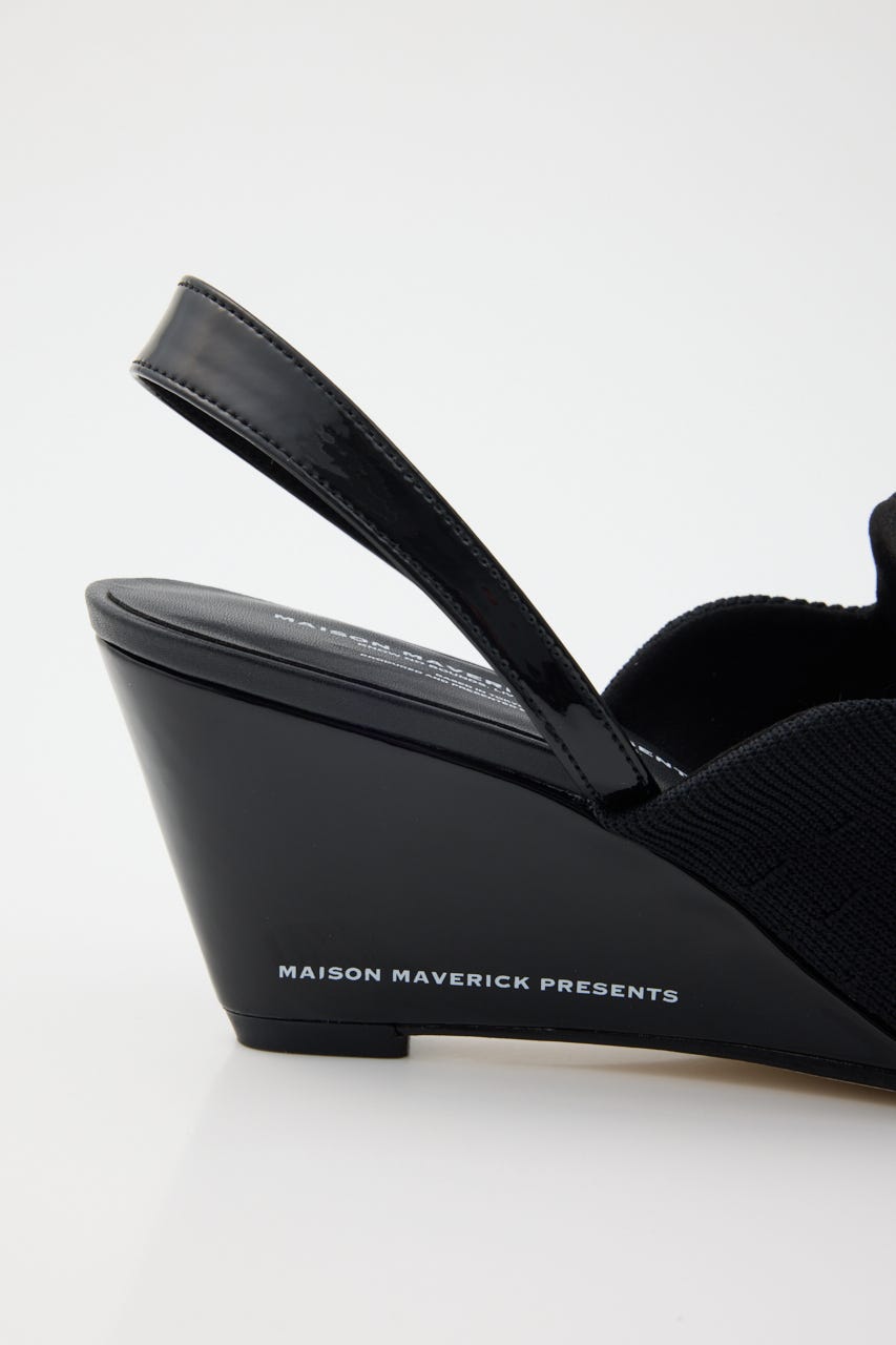 【MAISON MAVERICK PRESENTS】ニットレースアップ スニーカーウェッジミュール BLK 36