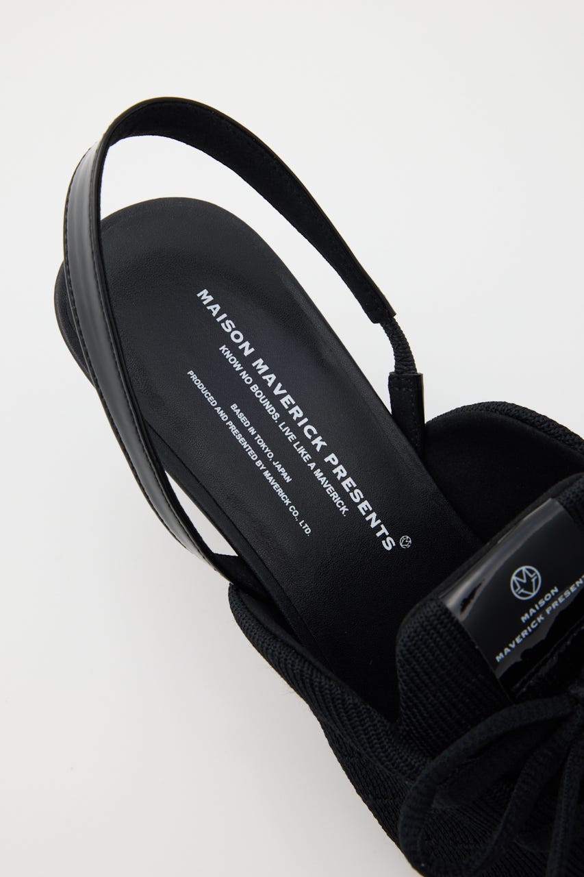 【MAISON MAVERICK PRESENTS】ニットレースアップ スニーカーウェッジミュール BLK 36