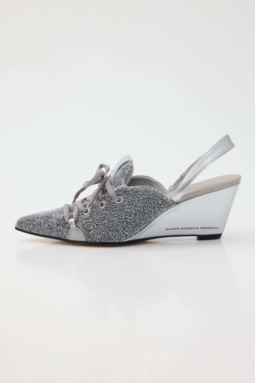 【MAISON MAVERICK PRESENTS】ニットレースアップ スニーカーウェッジミュール SLV 40