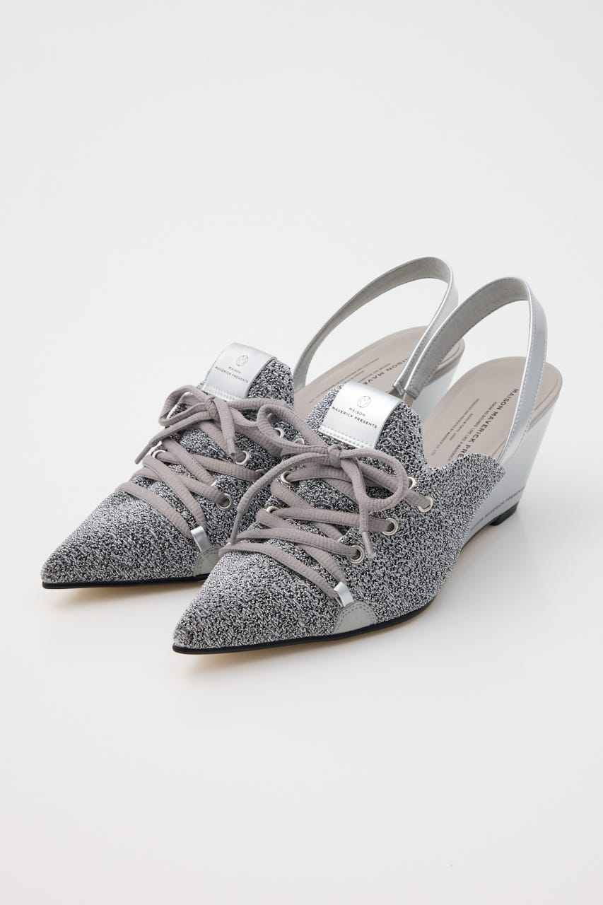 【MAISON MAVERICK PRESENTS】ニットレースアップ スニーカーウェッジミュール SLV 40