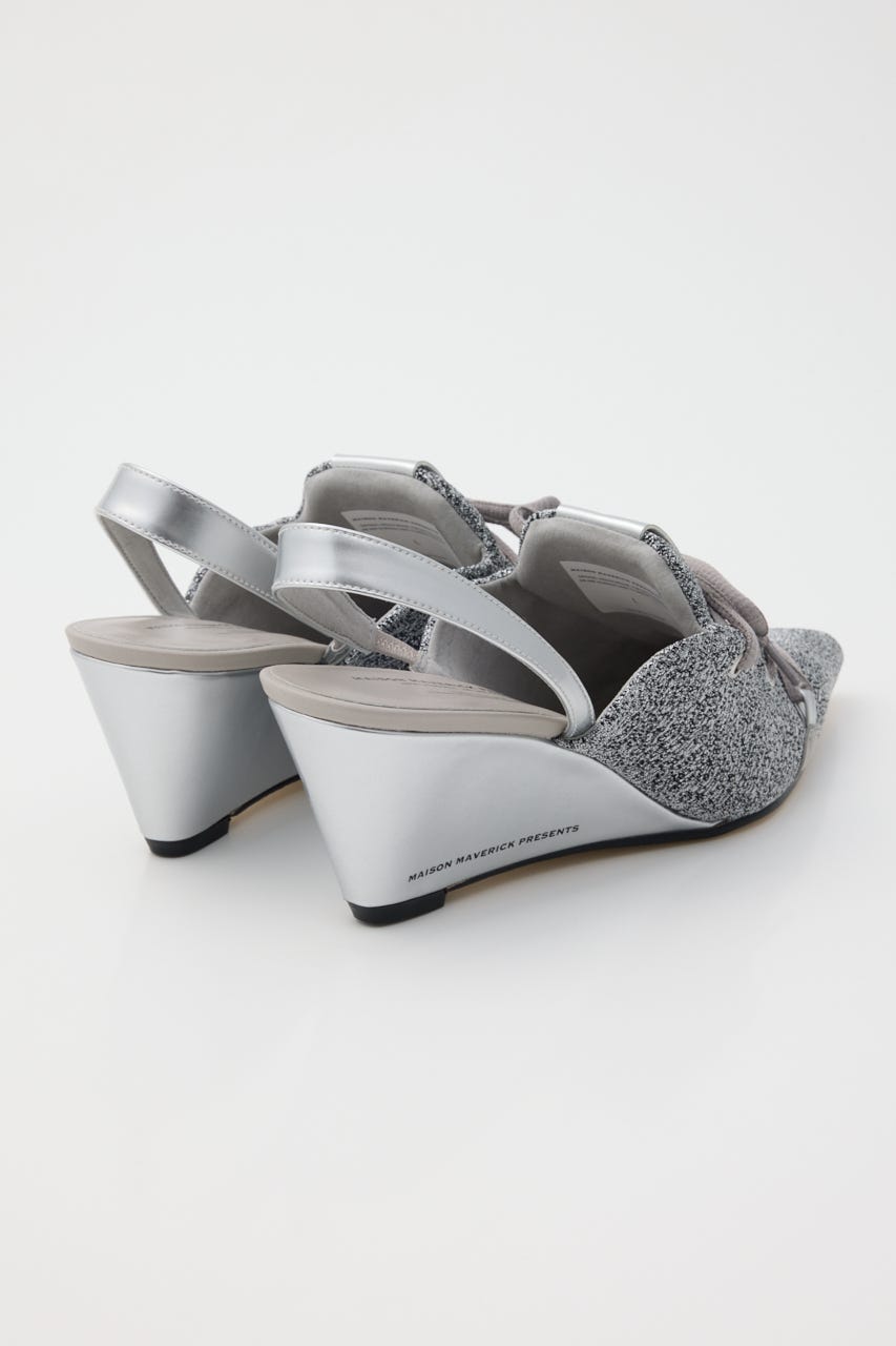【MAISON MAVERICK PRESENTS】ニットレースアップ スニーカーウェッジミュール SLV 40