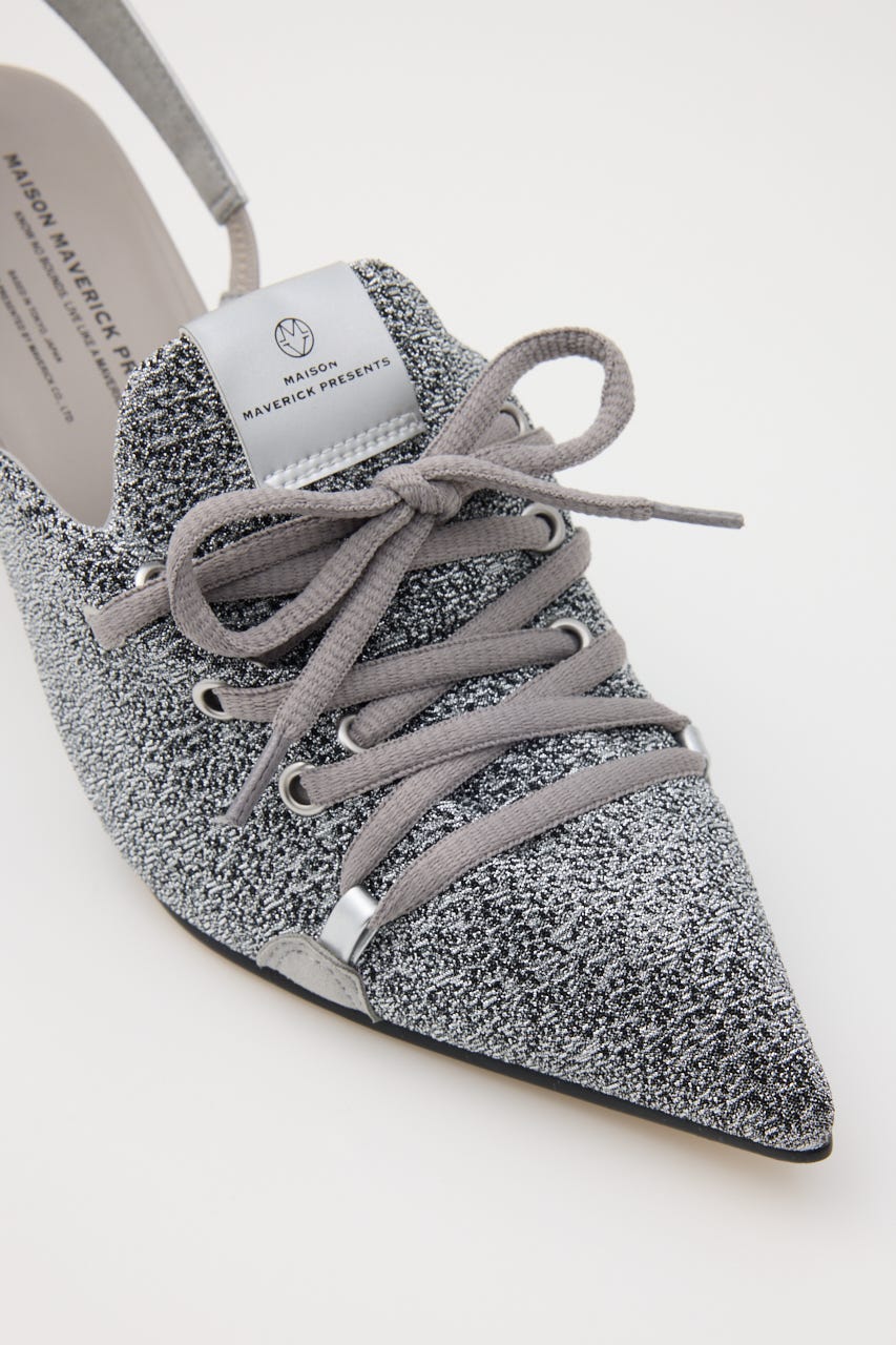 【MAISON MAVERICK PRESENTS】ニットレースアップ スニーカーウェッジミュール SLV 40
