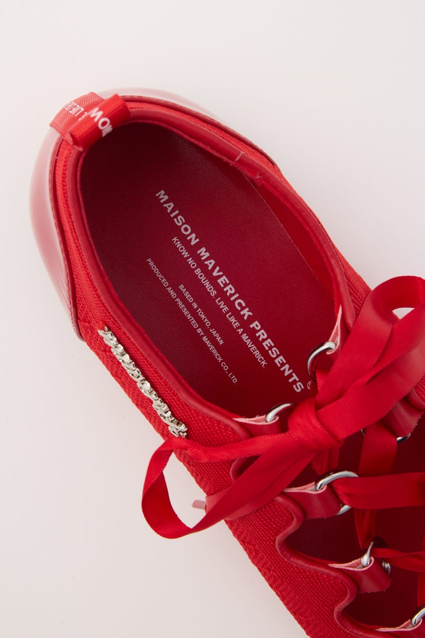 【MAISON MAVERICK PRESENTS】ニット バレエフラッツシューズ RED 38