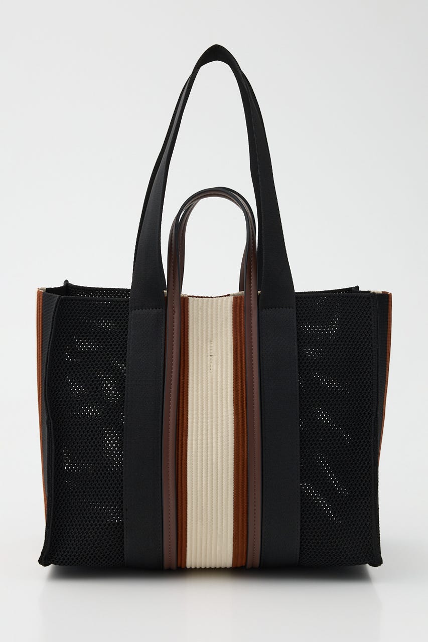 【SHEL'TTER SELECT】マルチカラーストライプ2wayスクエアトートバッグ M/BLK FREE