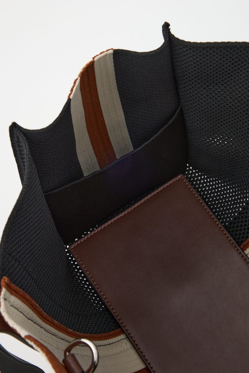 【SHEL'TTER SELECT】マルチカラーストライプ2wayスクエアトートバッグ M/BLK FREE