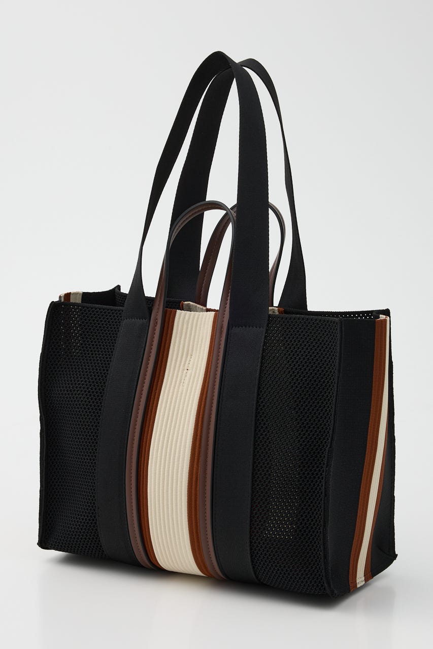 【SHEL'TTER SELECT】マルチカラーストライプ2wayスクエアトートバッグ M/BLK FREE