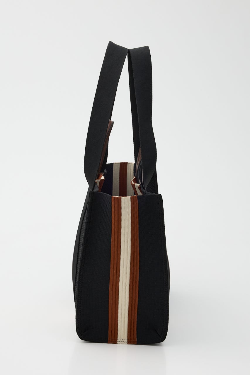 【SHEL'TTER SELECT】マルチカラーストライプ2wayスクエアトートバッグ M/BLK FREE