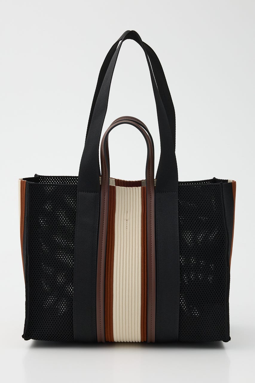 【SHEL'TTER SELECT】マルチカラーストライプ2wayスクエアトートバッグ M/BLK FREE