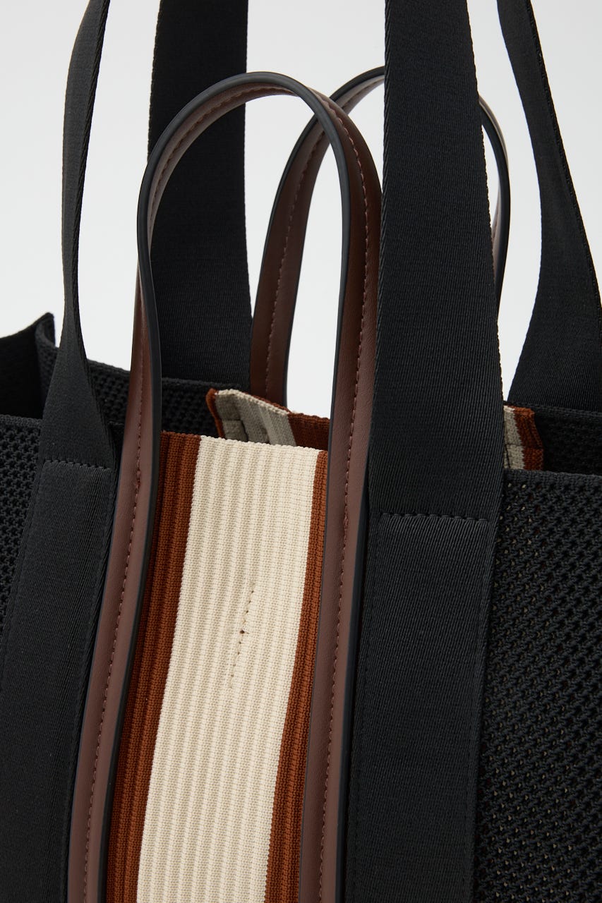 【SHEL'TTER SELECT】マルチカラーストライプ2wayスクエアトートバッグ M/BLK FREE