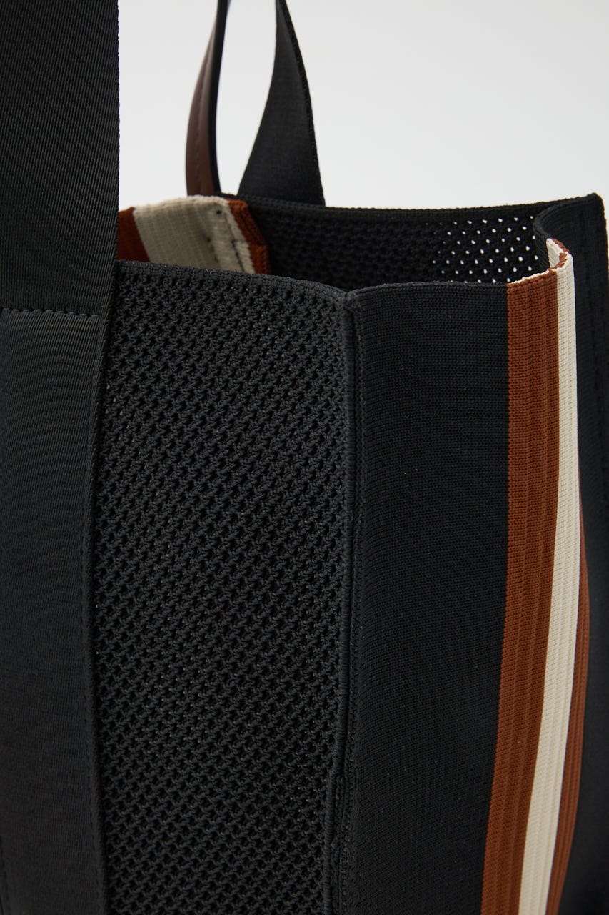 【SHEL'TTER SELECT】マルチカラーストライプ2wayスクエアトートバッグ M/BLK FREE