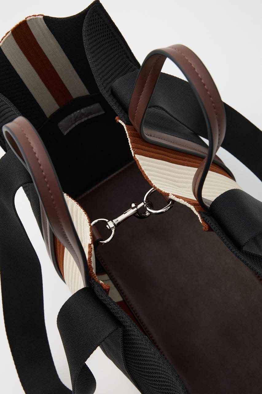 【SHEL'TTER SELECT】マルチカラーストライプ2wayスクエアトートバッグ M/BLK FREE