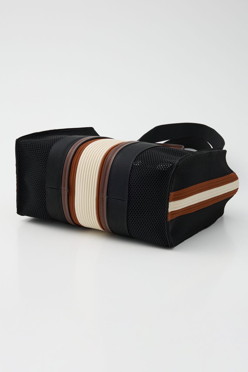 【SHEL'TTER SELECT】マルチカラーストライプ2wayスクエアトートバッグ M/BLK FREE