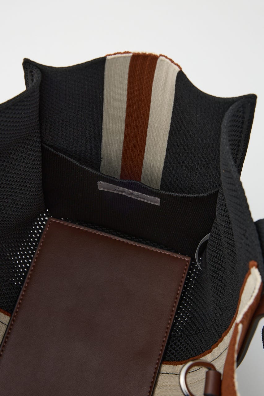 【SHEL'TTER SELECT】マルチカラーストライプ2wayスクエアトートバッグ M/BLK FREE