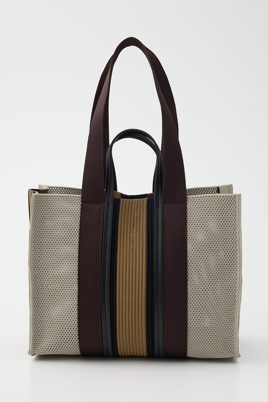 【SHEL'TTER SELECT】マルチカラーストライプ2wayスクエアトートバッグ M/WHT FREE