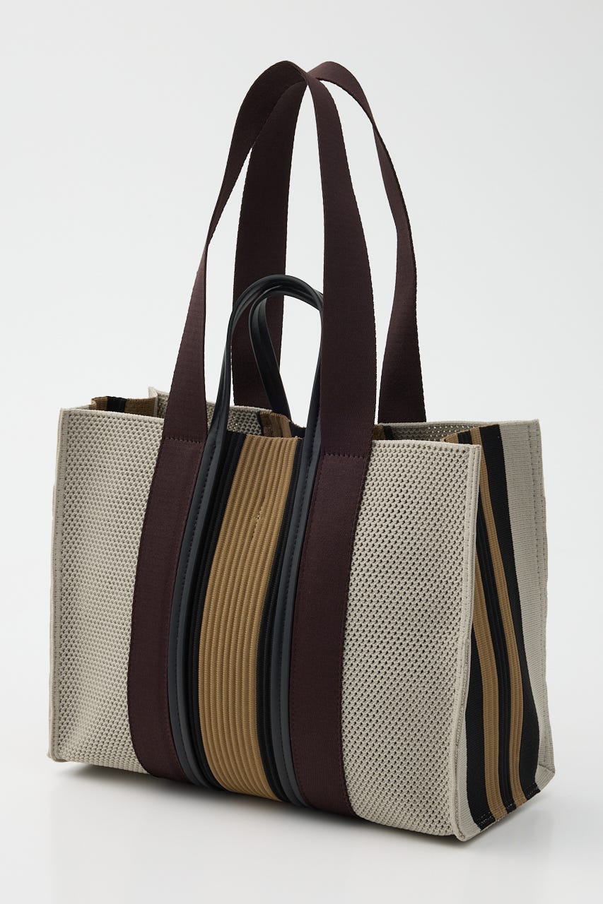 【SHEL'TTER SELECT】マルチカラーストライプ2wayスクエアトートバッグ M/WHT FREE