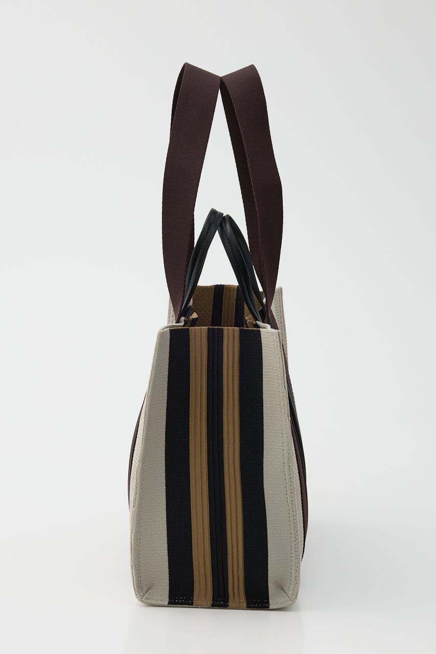 【SHEL'TTER SELECT】マルチカラーストライプ2wayスクエアトートバッグ M/WHT FREE