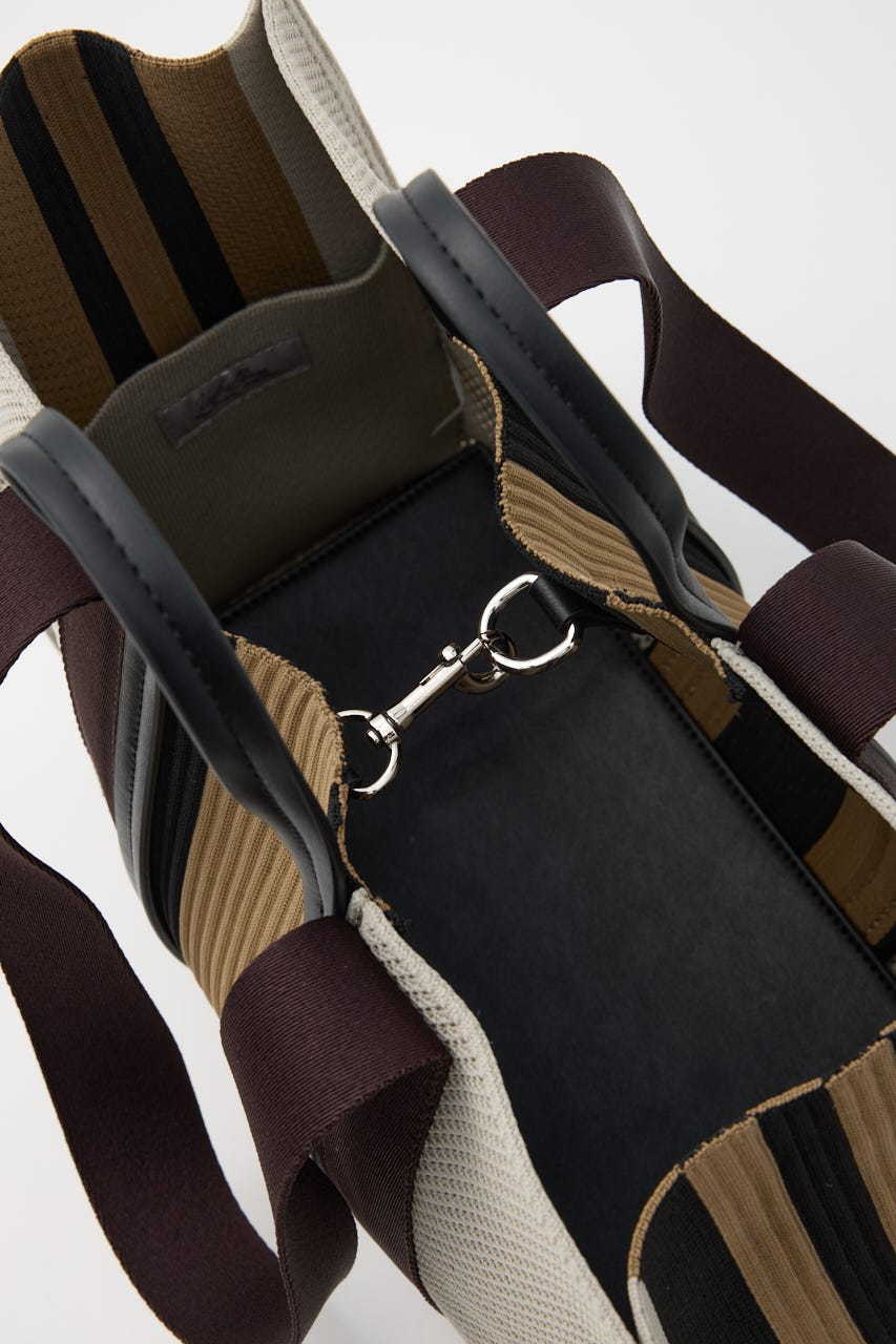 【SHEL'TTER SELECT】マルチカラーストライプ2wayスクエアトートバッグ M/WHT FREE