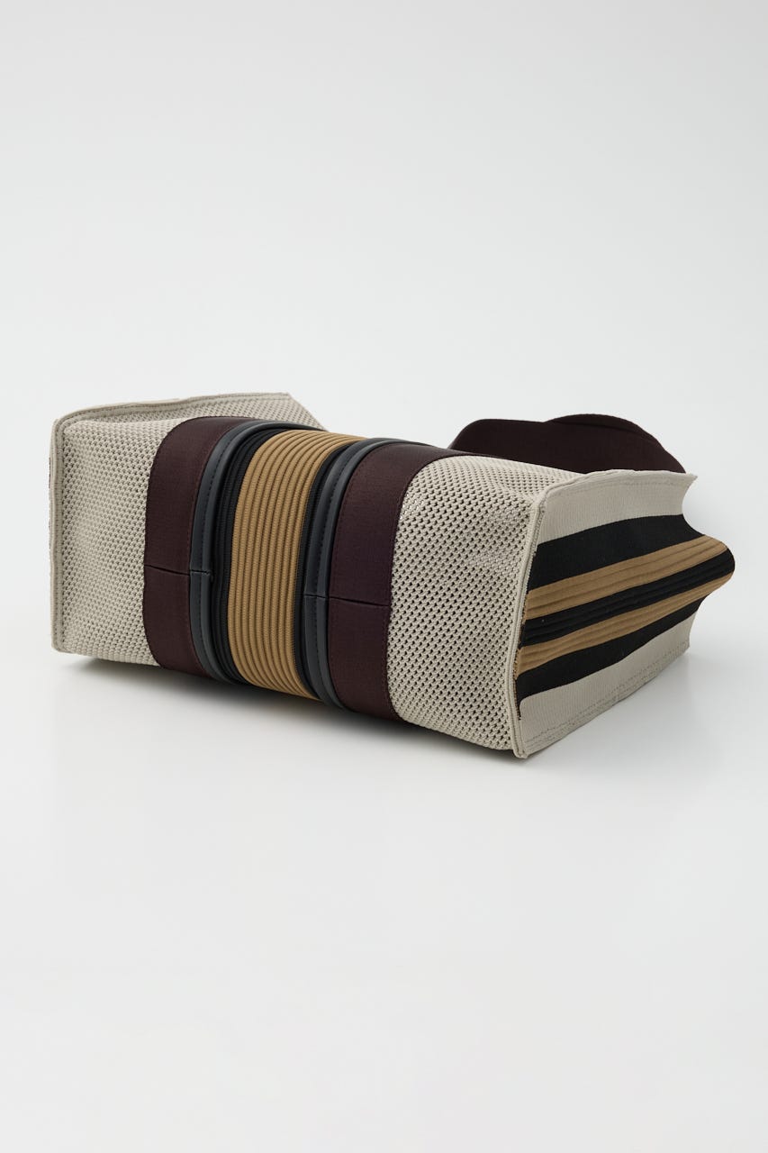 【SHEL'TTER SELECT】マルチカラーストライプ2wayスクエアトートバッグ M/WHT FREE