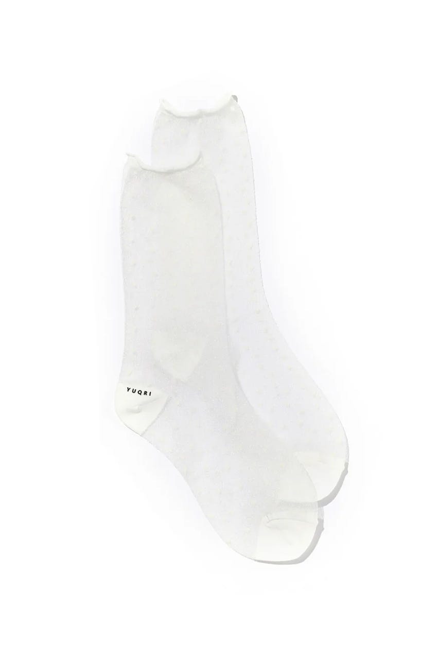 【YUQRI】DotVeilソックス WHT FREE
