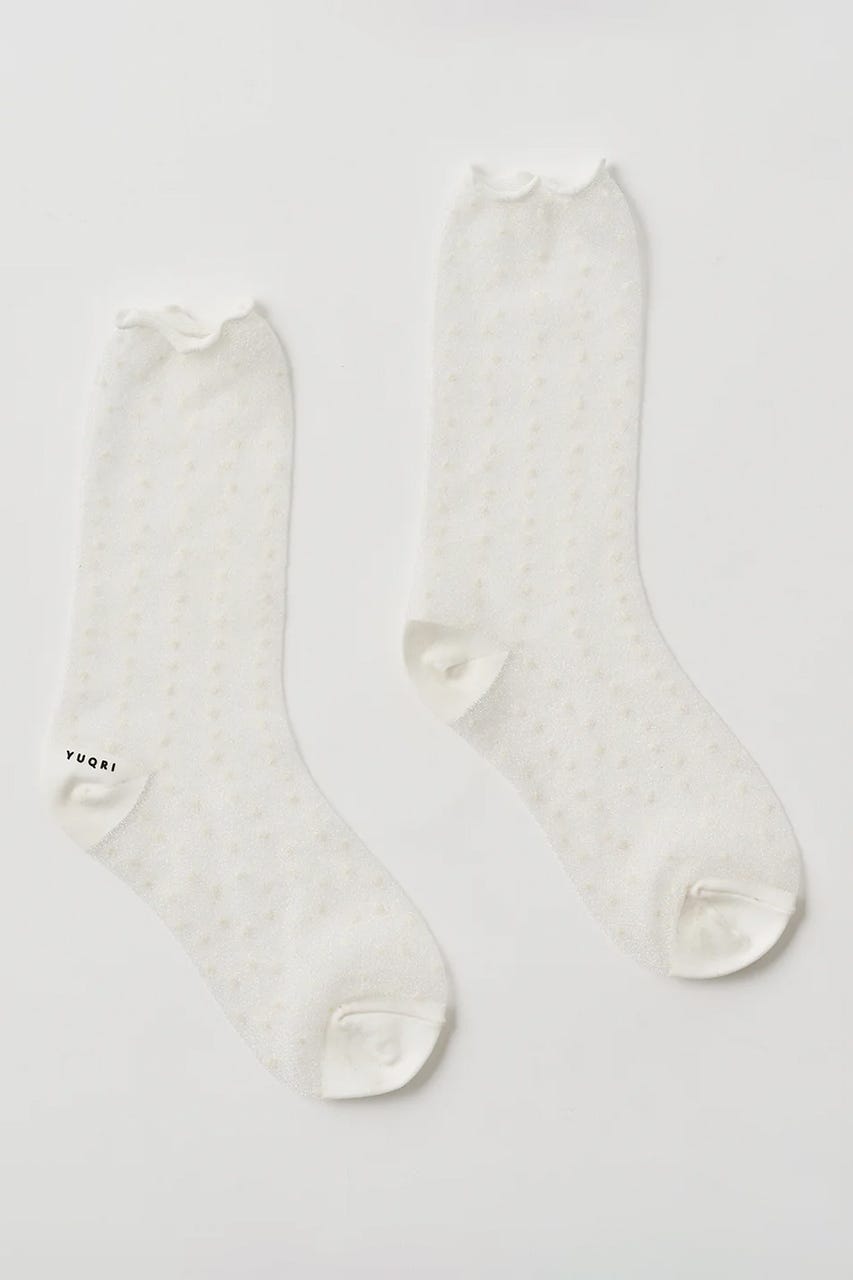 【YUQRI】DotVeilソックス WHT FREE