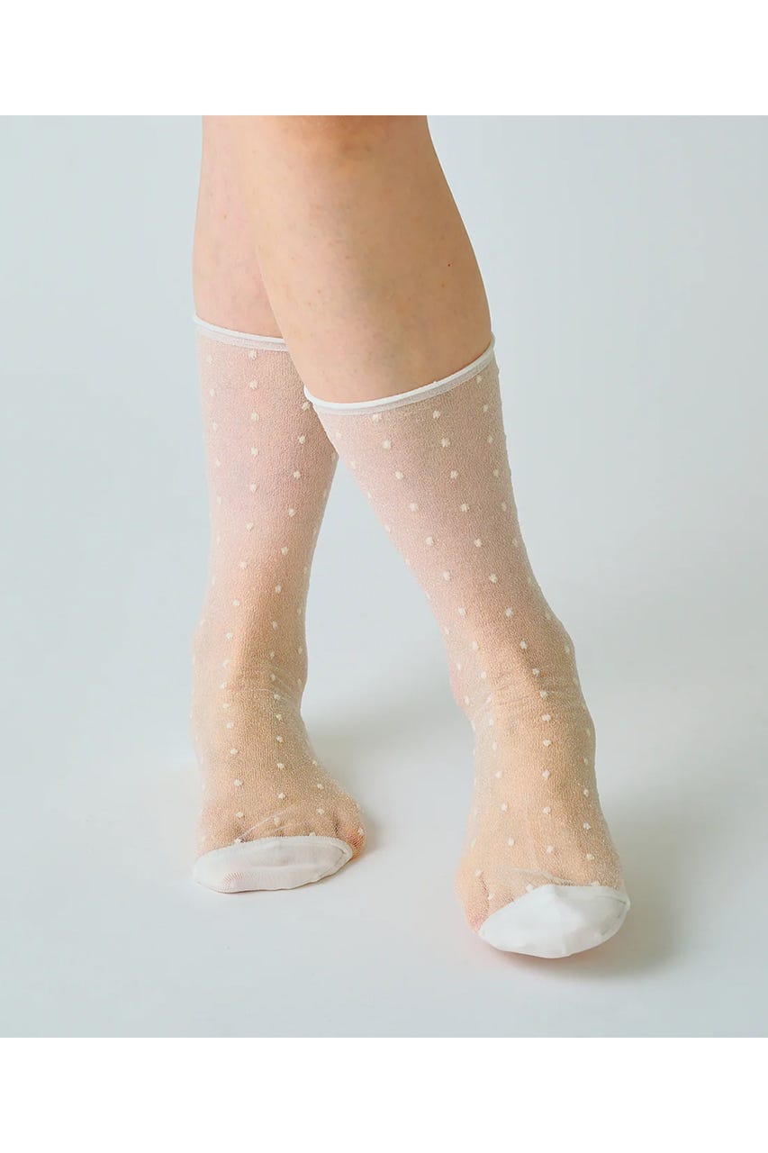 【YUQRI】DotVeilソックス WHT FREE