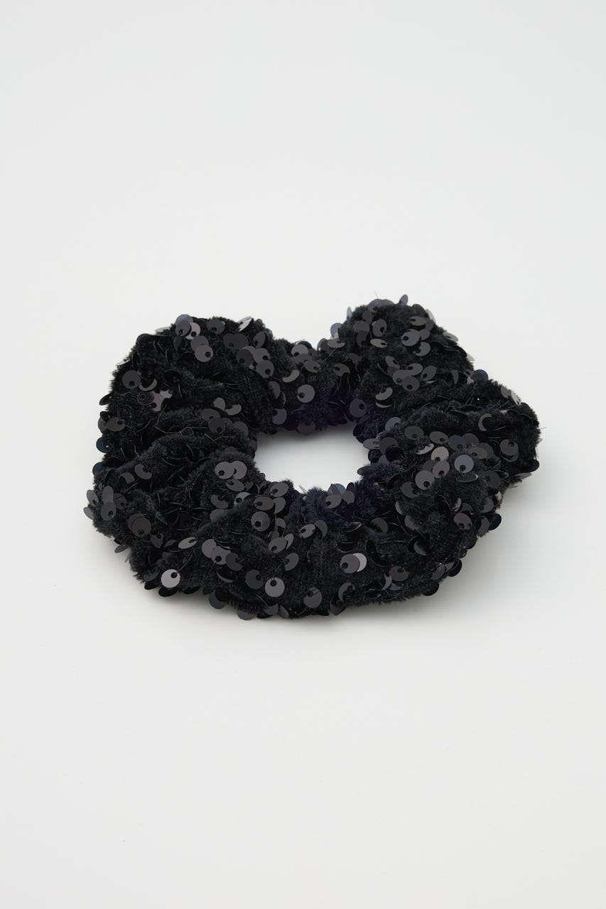 【SHEL'TTER SELECT】スパンコール付 シュシュ BLK FREE