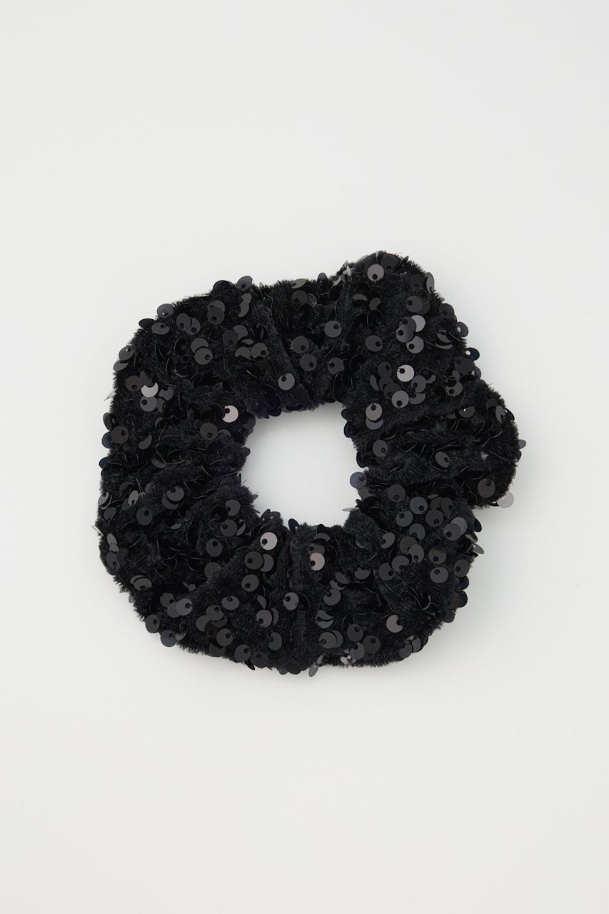 【SHEL'TTER SELECT】スパンコール付 シュシュ BLK FREE