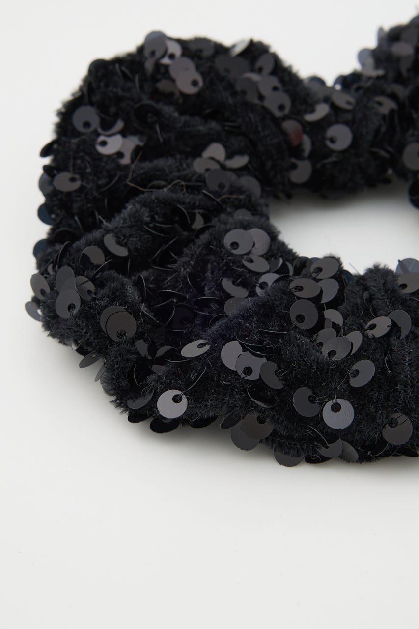 【SHEL'TTER SELECT】スパンコール付 シュシュ BLK FREE