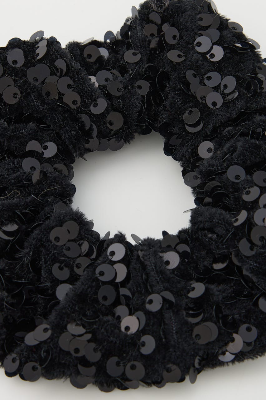 【SHEL'TTER SELECT】スパンコール付 シュシュ BLK FREE