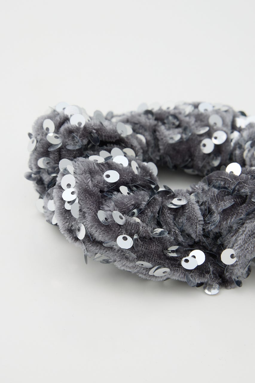 【SHEL'TTER SELECT】スパンコール付 シュシュ GRY FREE