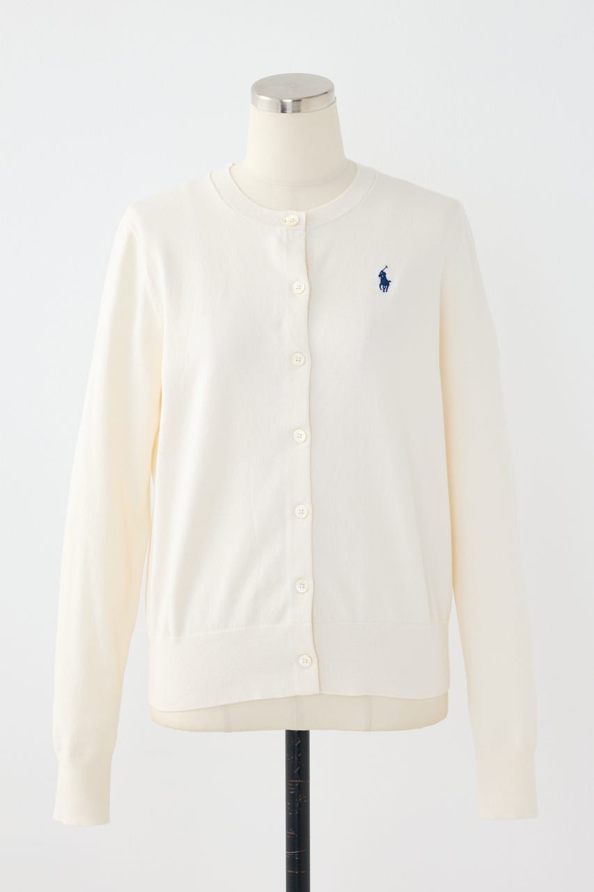【POLO RALPH LAUREN】コットン クルーネック カーディガン IVOY S