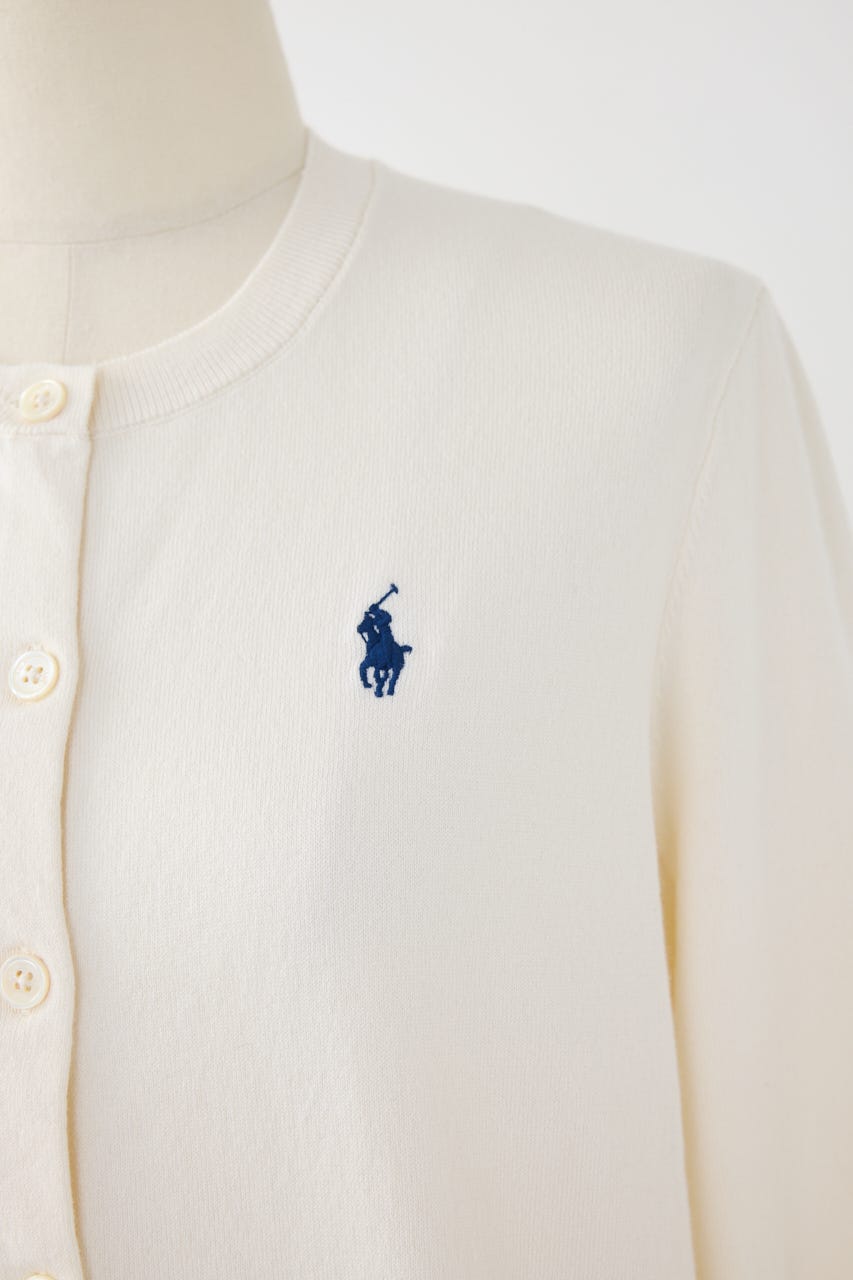 【POLO RALPH LAUREN】コットン クルーネック カーディガン IVOY S