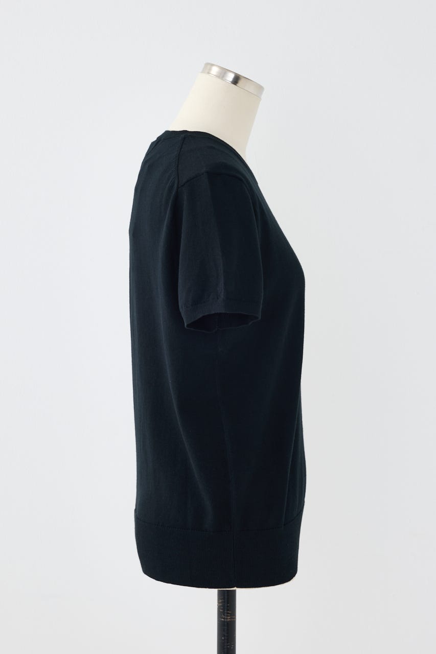 【POLO RALPH LAUREN】コットン クルーネック ニット トップ BLK M