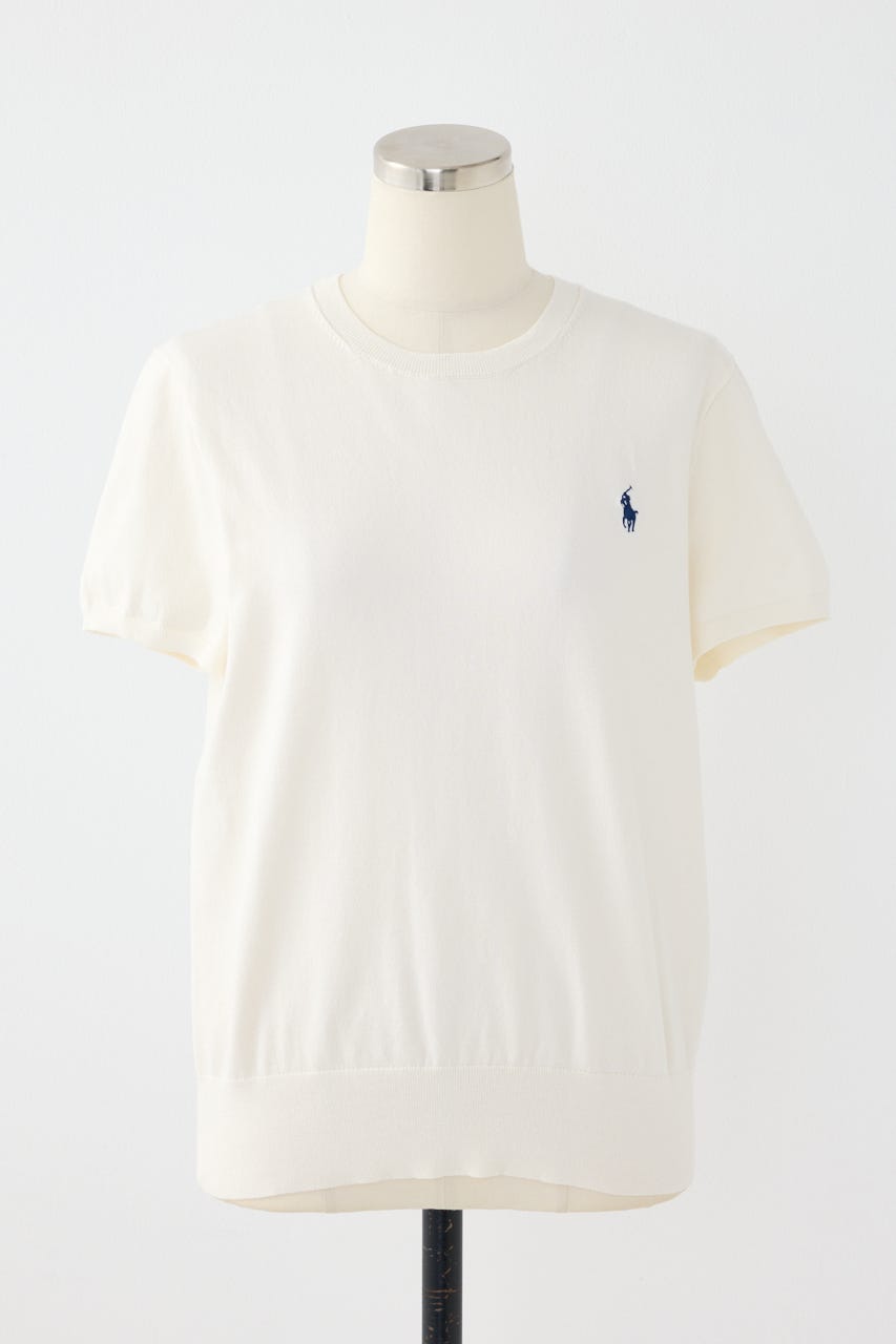 【POLO RALPH LAUREN】コットン クルーネック ニット トップ IVOY M