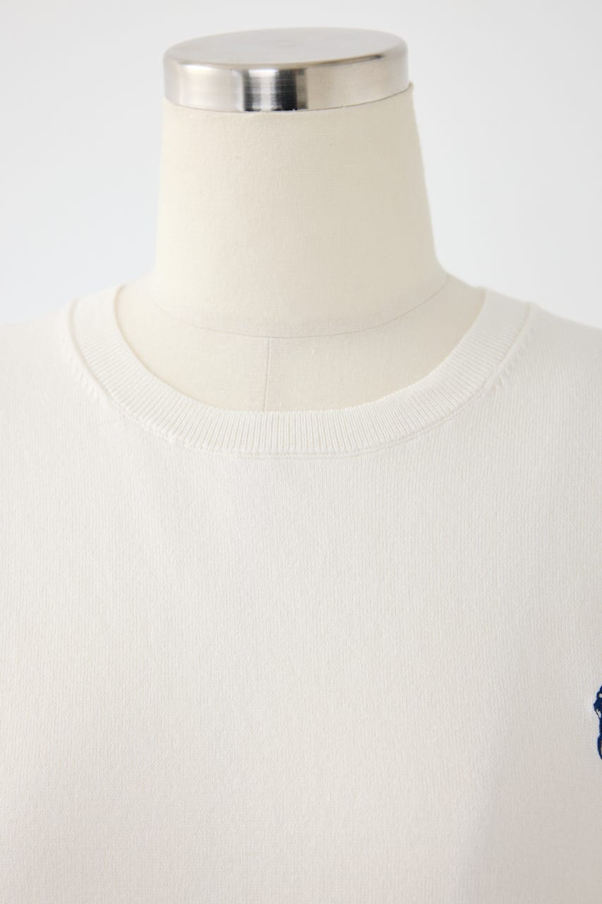 【POLO RALPH LAUREN】コットン クルーネック ニット トップ IVOY M