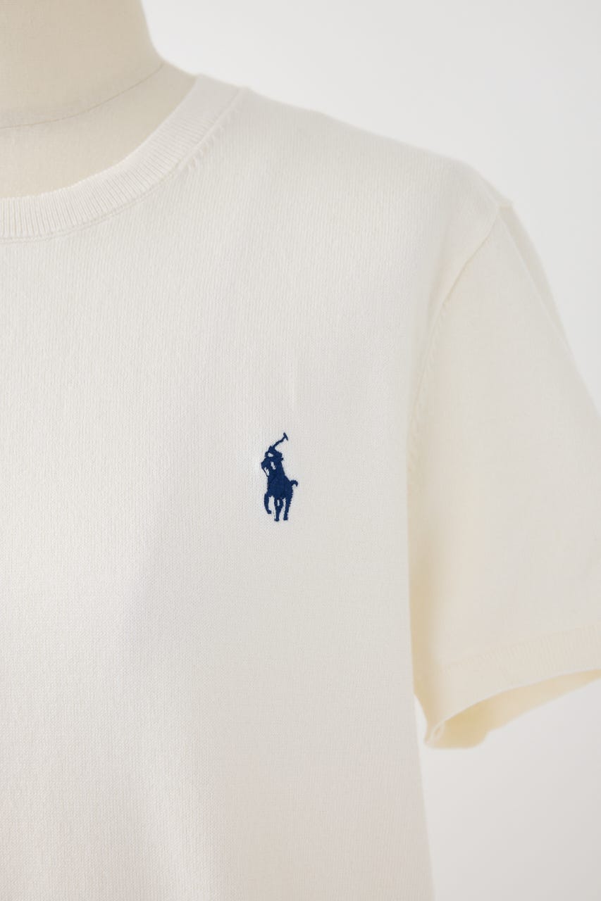【POLO RALPH LAUREN】コットン クルーネック ニット トップ IVOY M