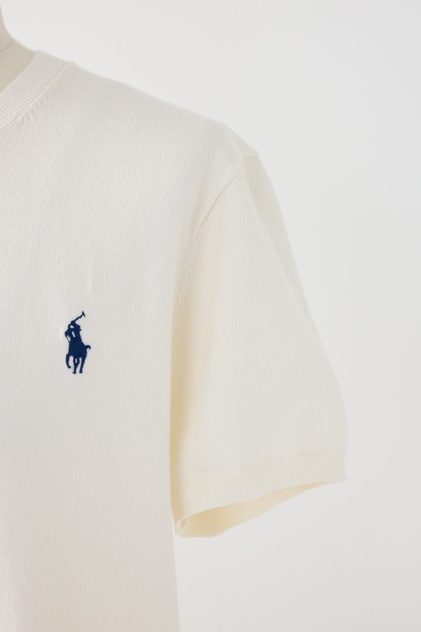 【POLO RALPH LAUREN】コットン クルーネック ニット トップ IVOY M