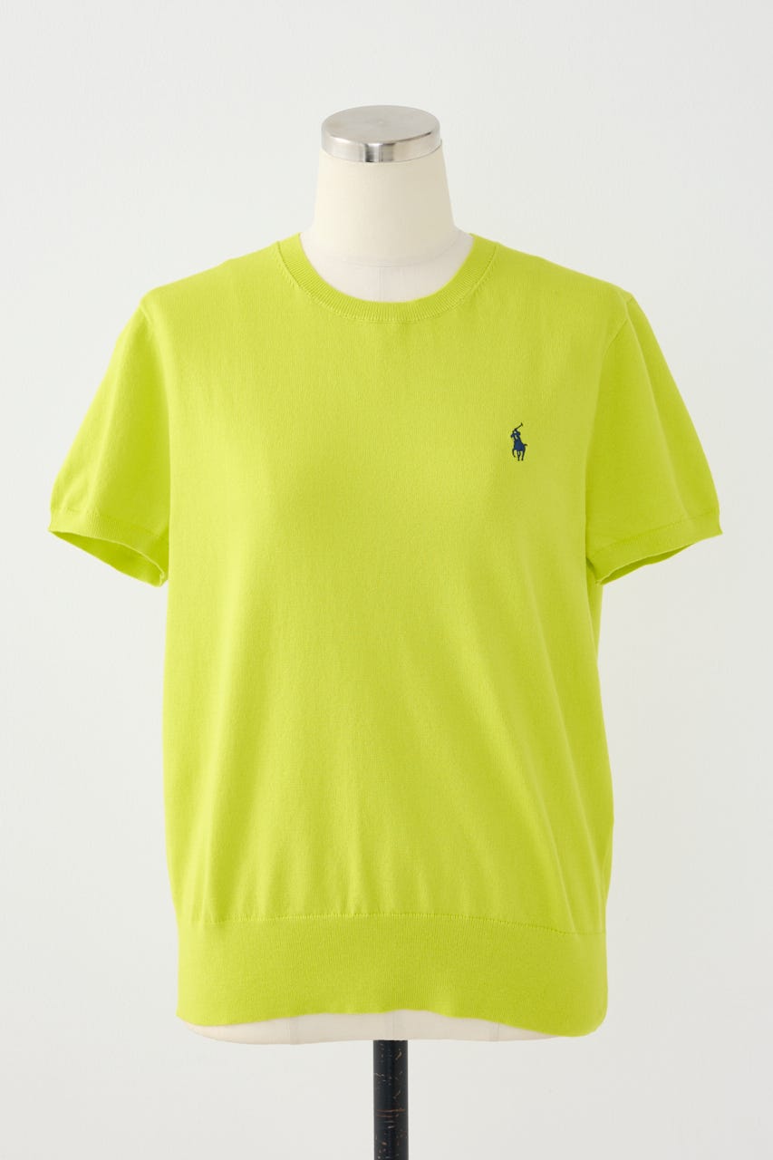 【POLO RALPH LAUREN】コットン クルーネック ニット トップ LIME M