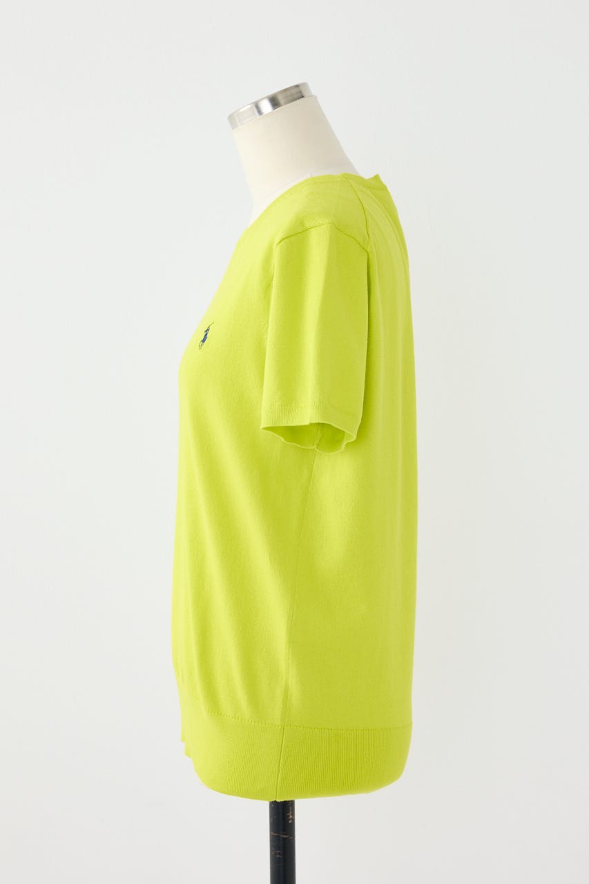 【POLO RALPH LAUREN】コットン クルーネック ニット トップ LIME M