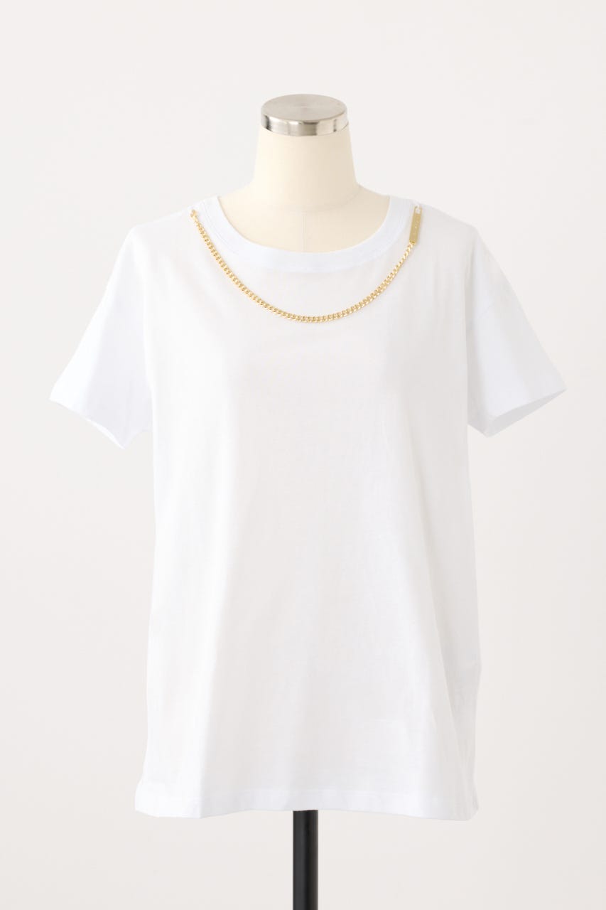 【ARMANI EXCHANGE】チェーンディティール 半袖クルーネックTシャツ WHT S