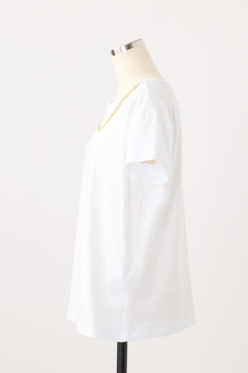【ARMANI EXCHANGE】チェーンディティール 半袖クルーネックTシャツ WHT S